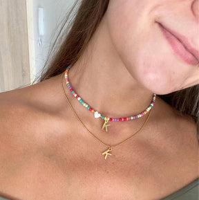 Colorful Beads Initial Choker - zuzumia