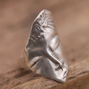 Antique Silver Face Ring - zuzumia