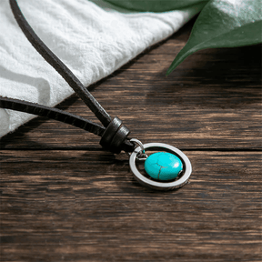 Leather Turquoise Stone Necklace - zuzumia