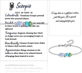 Natural Stone Zodiac Sign Bracelet Necklace - zuzumia