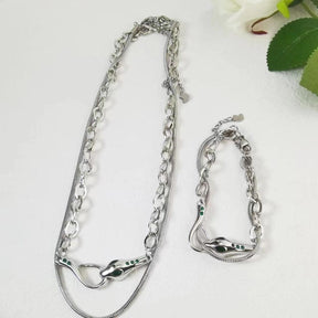 Double-Layered Slytherin Snake Jewelry Set - zuzumia