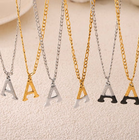 White Oil Drip Initial Letter Necklace