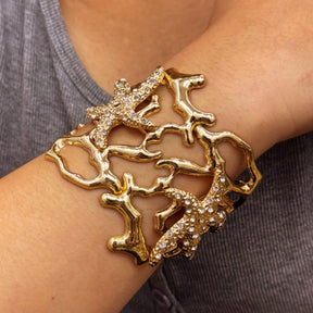 Irregular Hollowed-Out Starfish Coral Bangle Bracelet