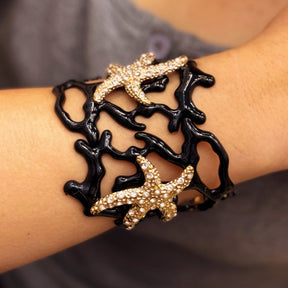 Irregular Hollowed-Out Starfish Coral Bangle Bracelet