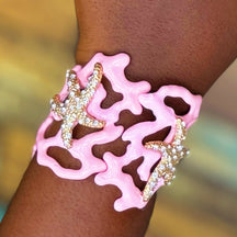 Irregular Hollowed-Out Starfish Coral Bangle Bracelet