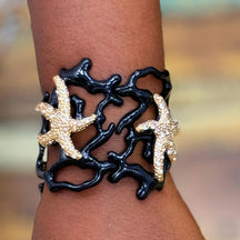 Irregular Hollowed-Out Starfish Coral Bangle Bracelet