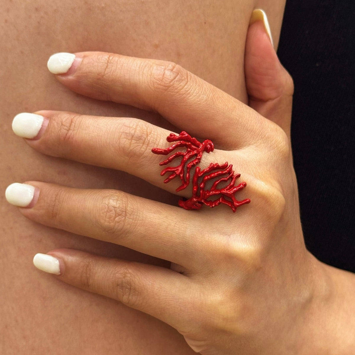 Irregular Hollowed-Out Coral Ring