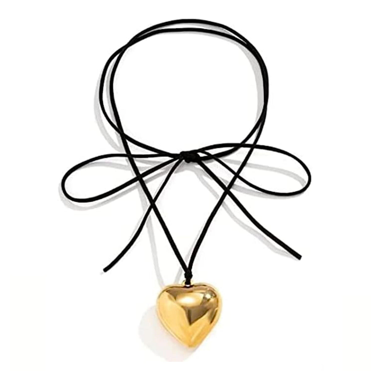 Puffed Heart String Necklace - zuzumia