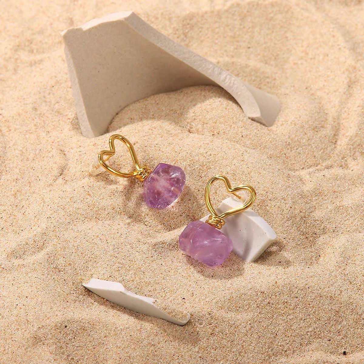 Amethyst Gemstone Vintage Earrings - zuzumia