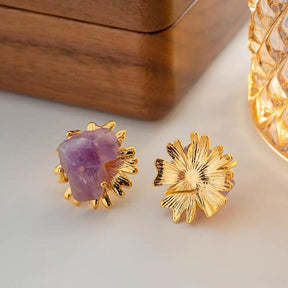 Amethyst Gemstone Vintage Earrings - zuzumia