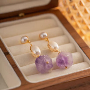 Amethyst Gemstone Vintage Earrings - zuzumia