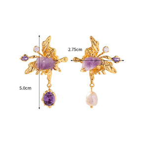 Amethyst Gemstone Vintage Earrings - zuzumia