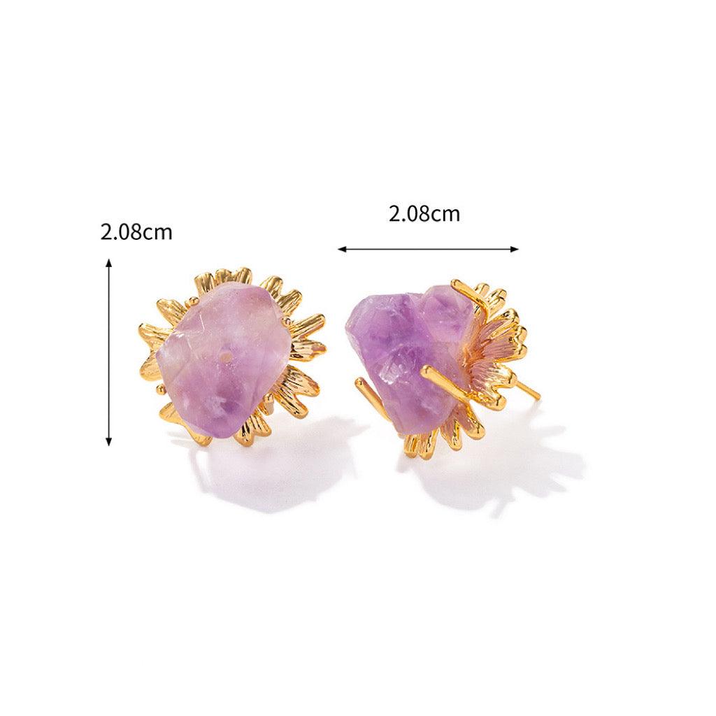 Amethyst Gemstone Vintage Earrings - zuzumia