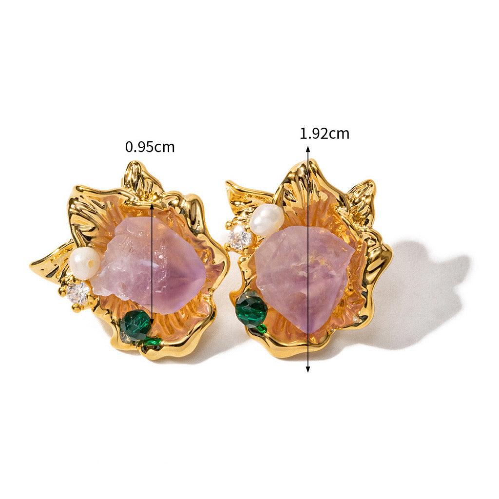 Amethyst Gemstone Vintage Earrings - zuzumia