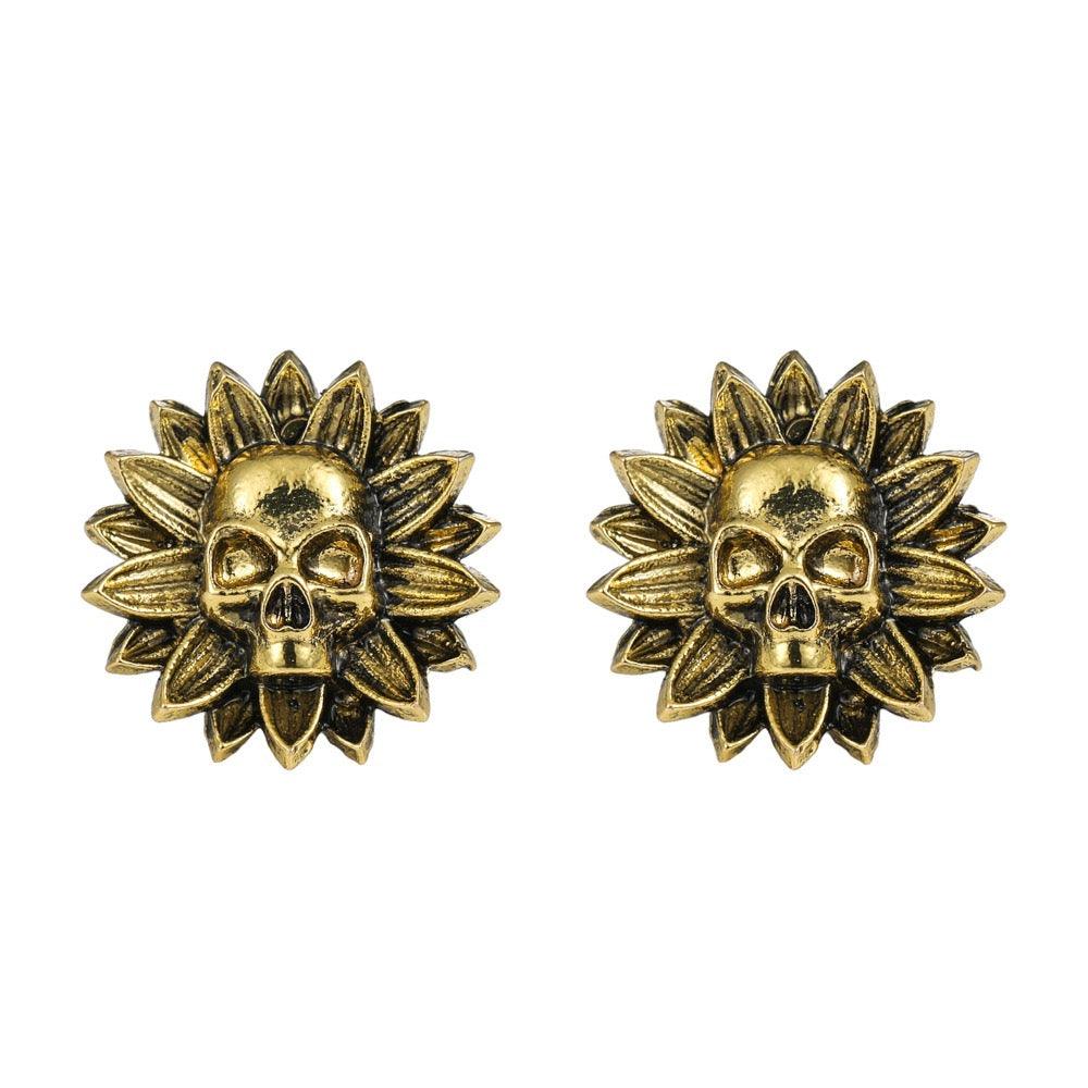 Mayan Sun & Skull Earring Studs - zuzumia