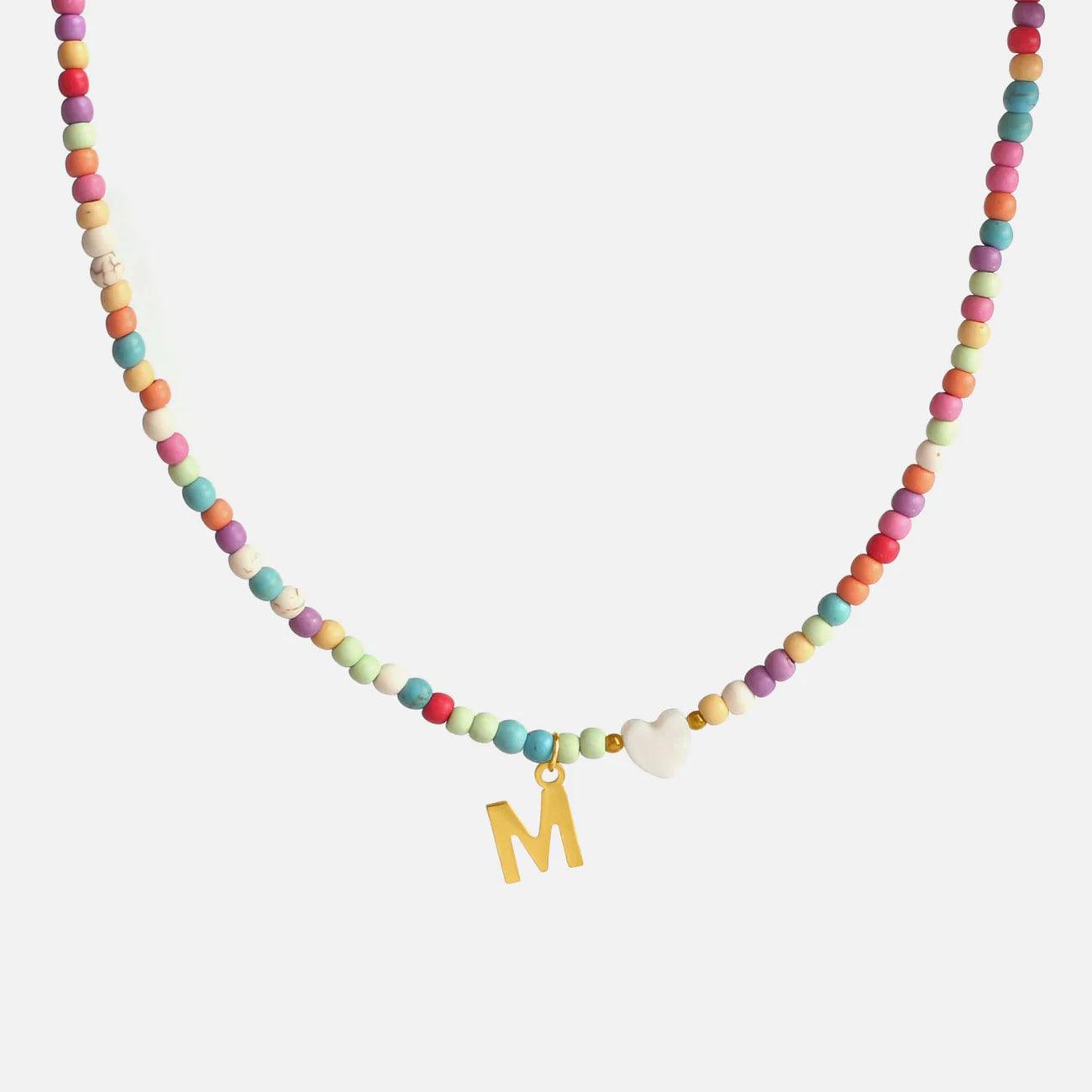 Colorful Beads Initial Choker - zuzumia