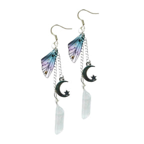Butterfly Wing Moon Crystal Tassel Boho Earrings - zuzumia