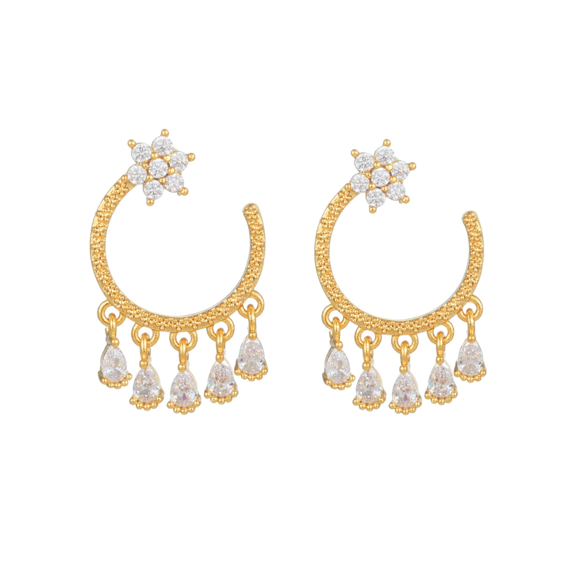 Zirconia Hoop Dangle Earrings - zuzumia