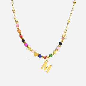 Initial Letter Beaded Necklace - zuzumia