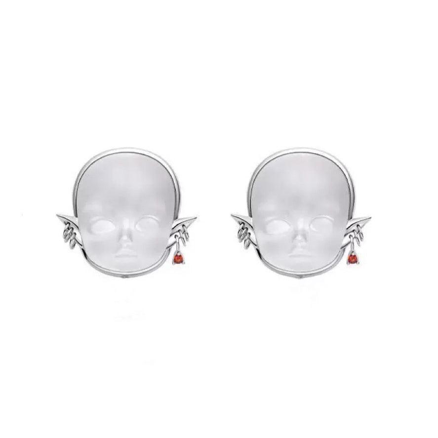 Cyberpunk Baby Face Ring Earrings - zuzumia