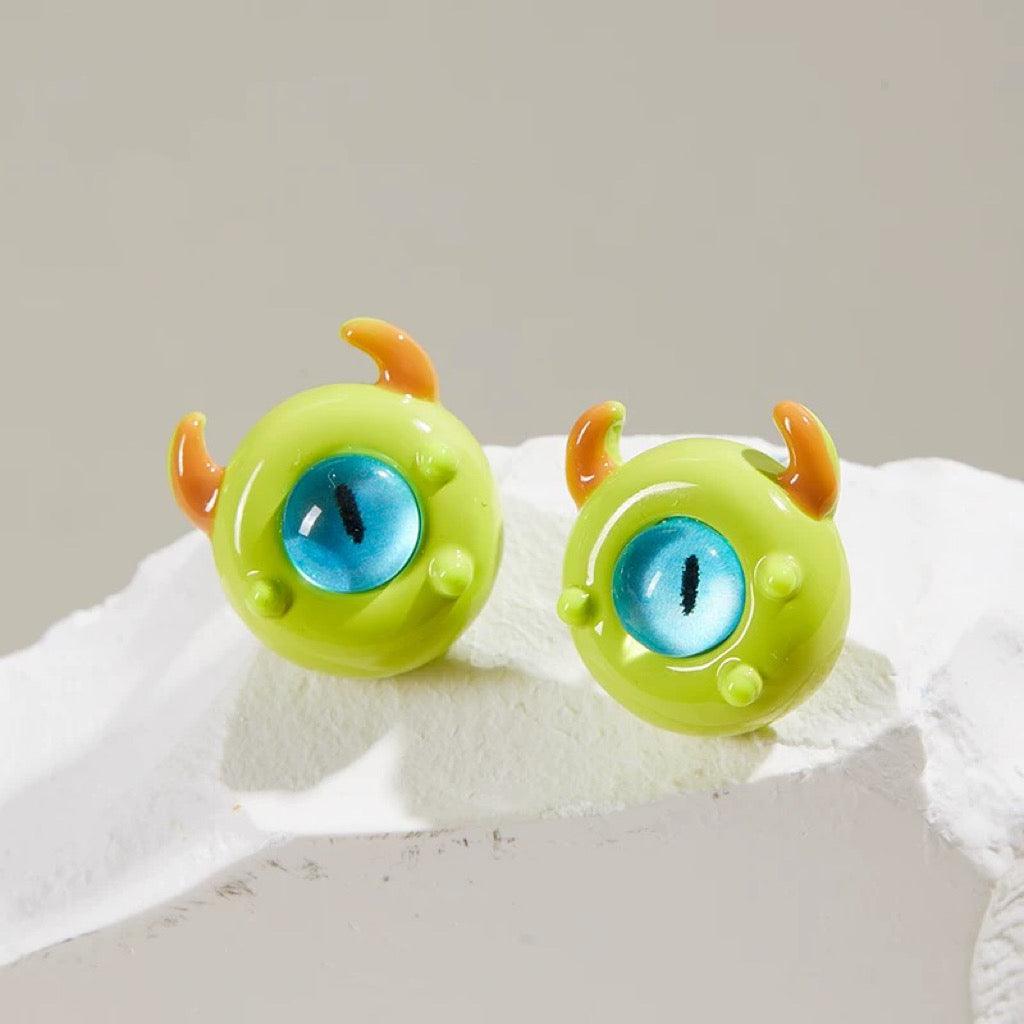 Funny Cat Monster Ring Earrings Set - zuzumia