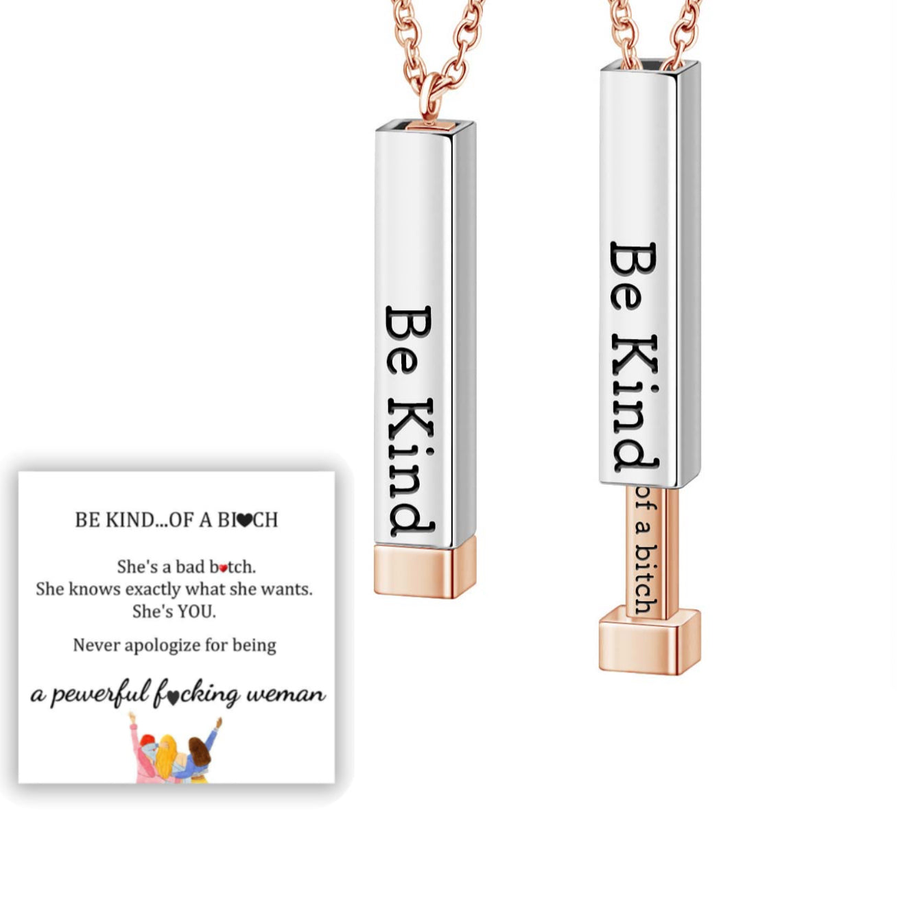 Be Kind...Of A Bi♥ch - Hidden Message Necklace