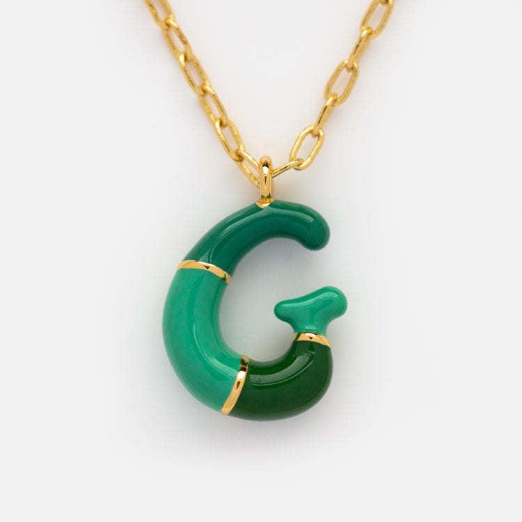 Colorful Bubble Initial Letter Necklace - zuzumia