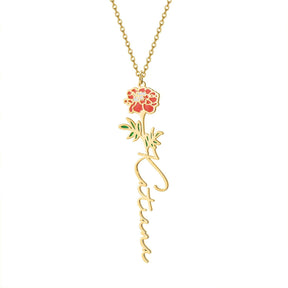 Customized Name Birth-Flower Necklace - zuzumia