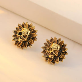 Mayan Sun & Skull Earring Studs - zuzumia