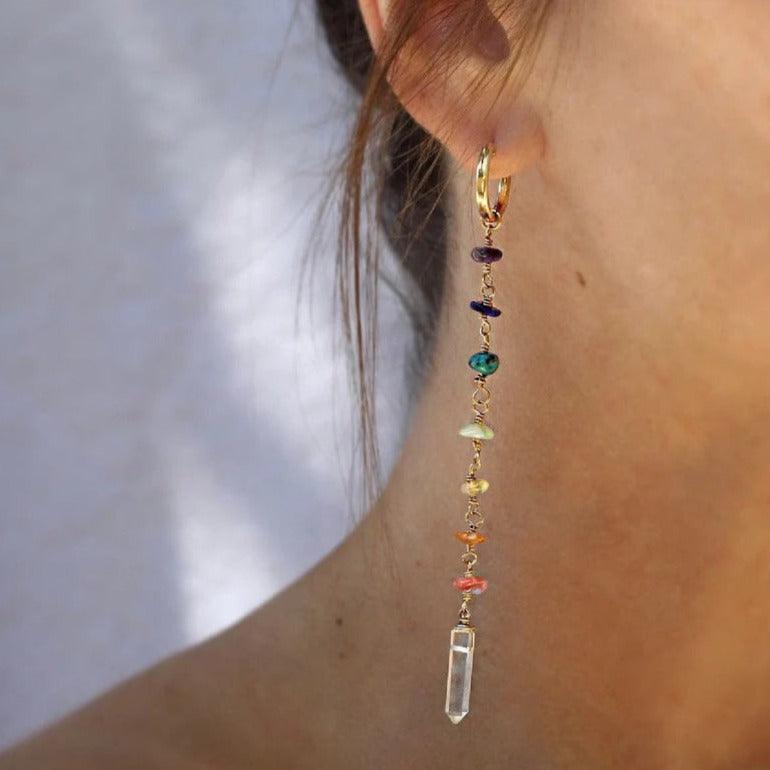 7 Chakra Crystal Rainbow Earrings - zuzumia