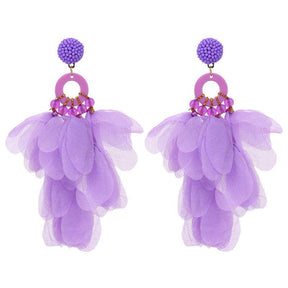 Long Petal Beaded Earrings - zuzumia