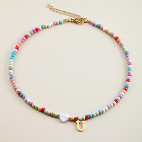 Colorful Beads Initial Choker - zuzumia