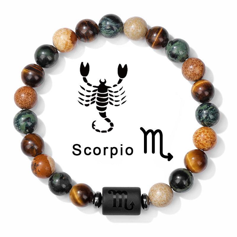 Zodiac Sign Natural Stone Beaded Bracelet - zuzumia