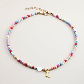 Colorful Beads Initial Choker - zuzumia