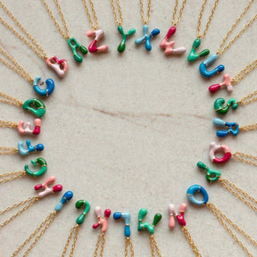 Colorful Bubble Initial Letter Necklace - zuzumia