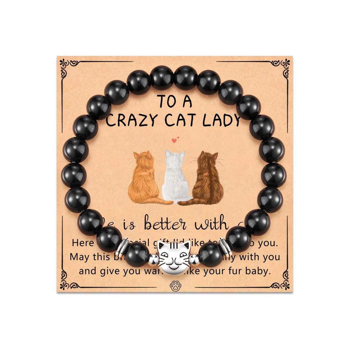 Nature Stone Cat Beaded Bracelet - zuzumia