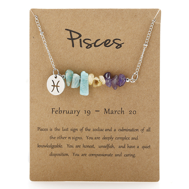 Handmade Natural Stone Zodiac Sign Necklace