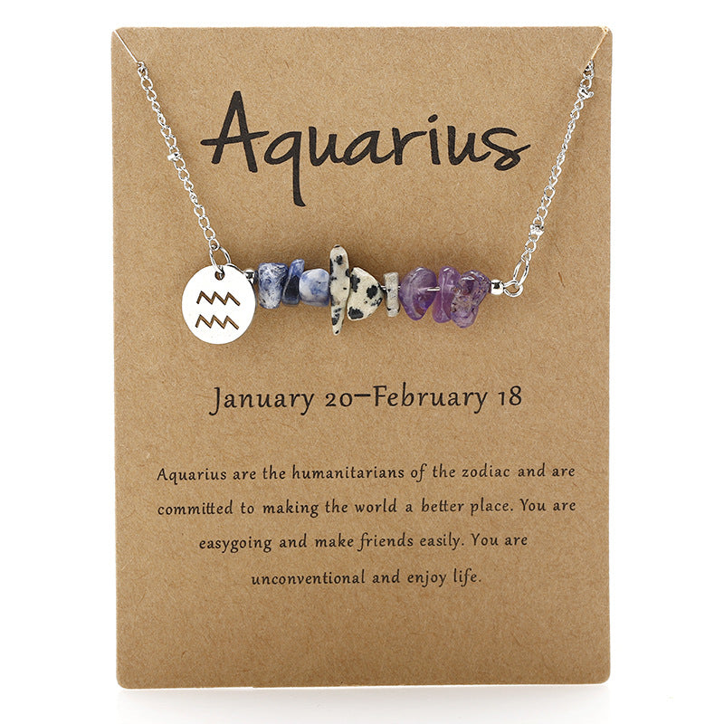 Handmade Natural Stone Zodiac Sign Necklace