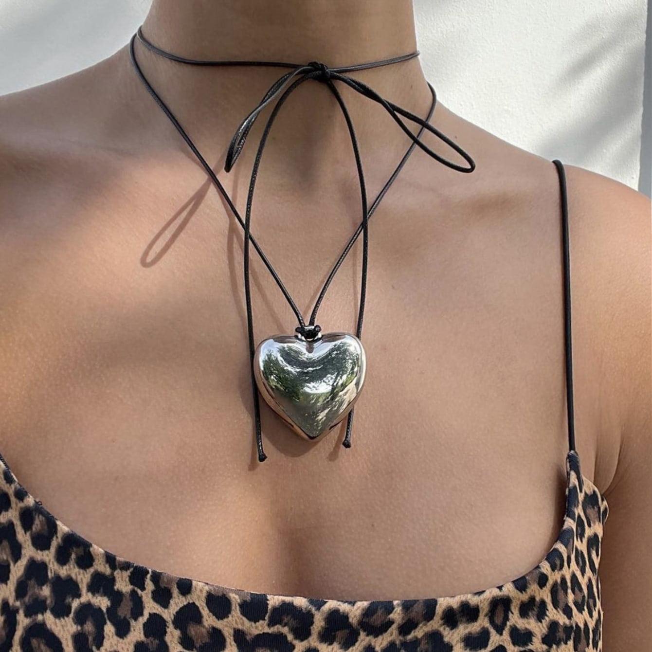 Puffed Heart String Necklace - zuzumia