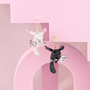 Black & White Flying Cat Stud Earrings - zuzumia