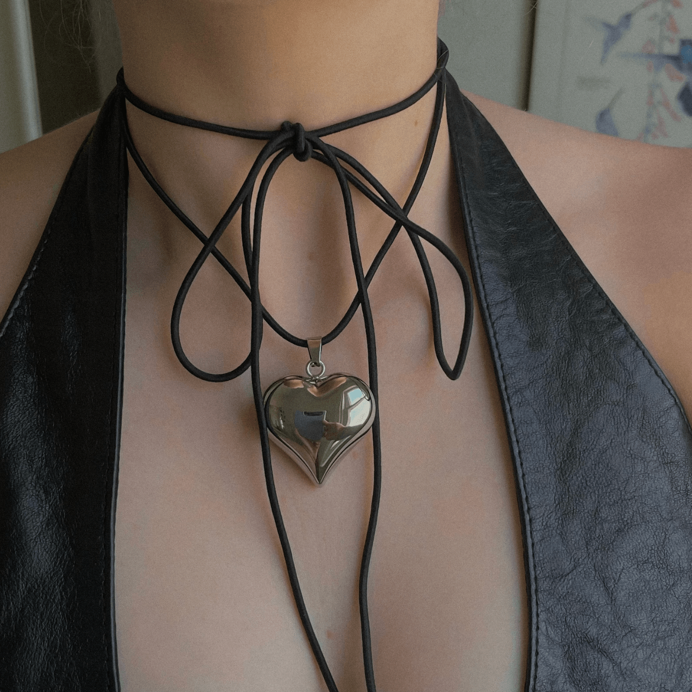 Puffed Heart String Necklace - zuzumia