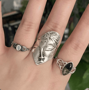 Antique Silver Face Ring - zuzumia