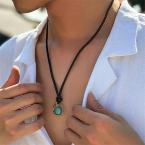 Leather Turquoise Stone Necklace - zuzumia