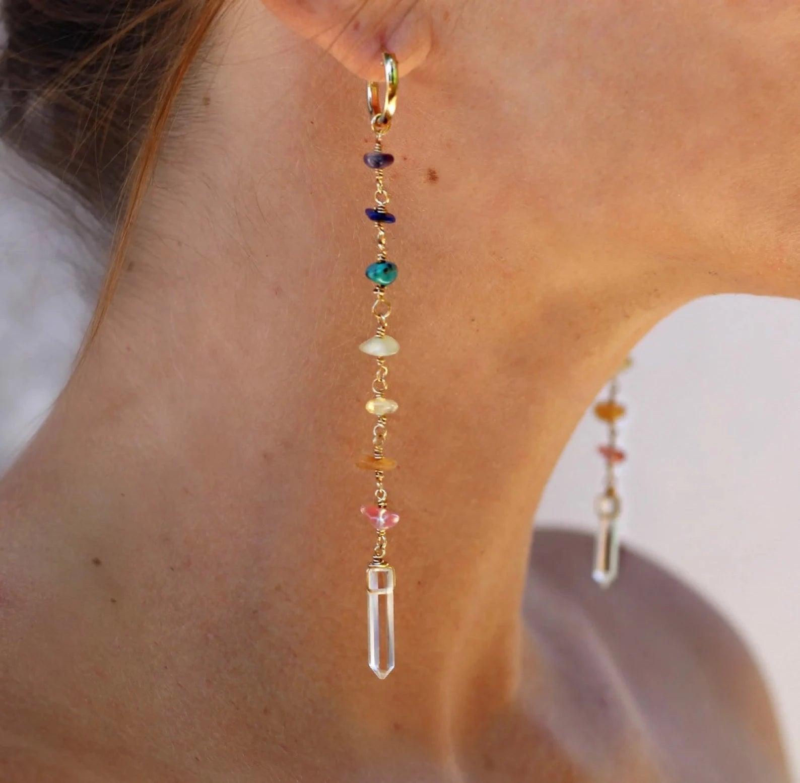 7 Chakra Crystal Rainbow Earrings - zuzumia