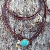 Multi-layer Turquoise Leather Necklace - zuzumia