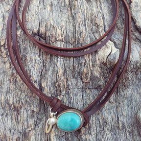 Multi-layer Turquoise Leather Necklace - zuzumia