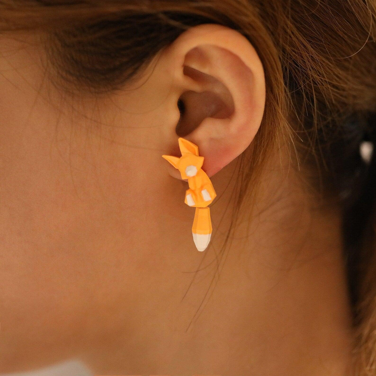 Asymmetrical 3D Cartoon Fox Earrings - zuzumia