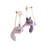 Creative 3D Cartoon Fox Cat Swing Earrings - zuzumia