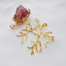 Coral Twig Branch Pendant Holder Necklace - Free Strawberry Quartz Included🎁 - zuzumia