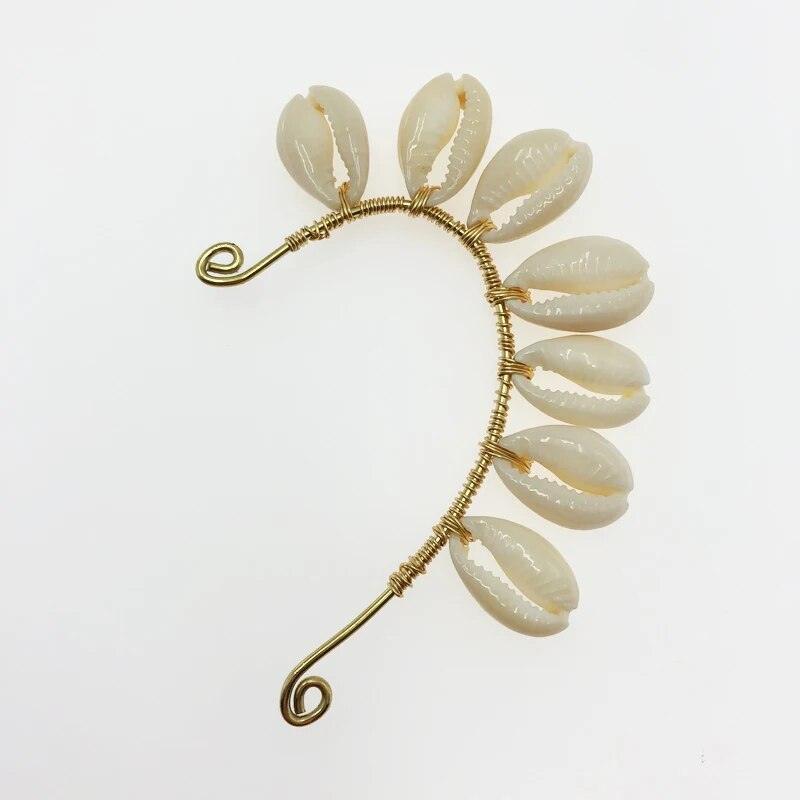 White Cowry Shells Earring Clip - zuzumia